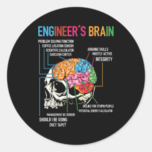 Engineer's Brain Funny Engineering Games Process Ronde Sticker