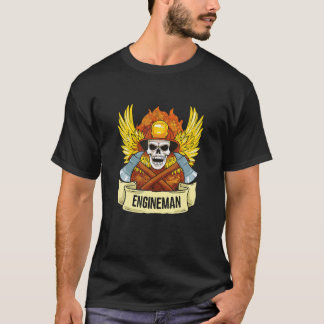 Engineman brandweerman schedel bijl symbool vuur d t-shirt