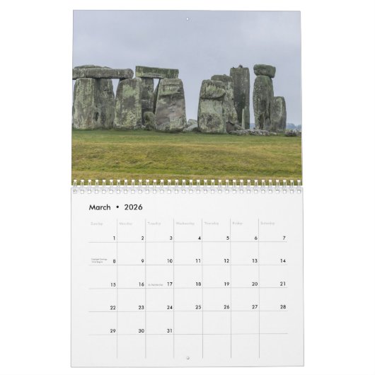 England 2026 Calendar Kalender (Mar 2026)