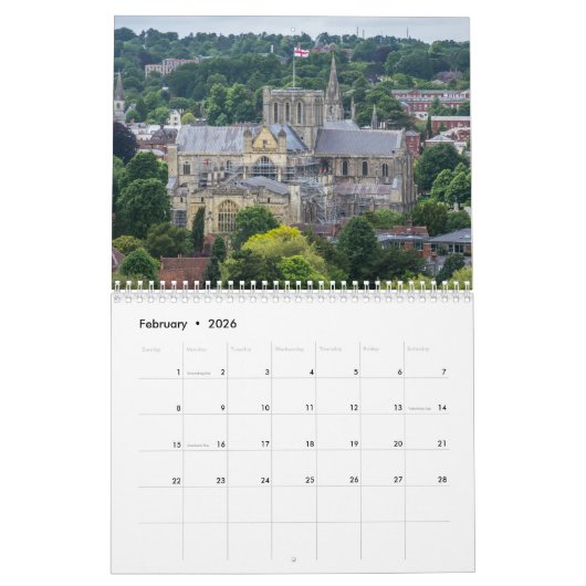 England 2026 Calendar Kalender (Feb 2026)