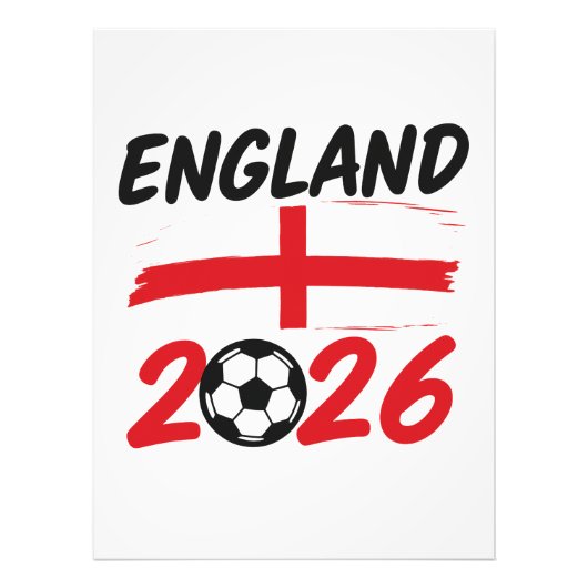 England 2026 Soccer Fan Design, Cross and Football Foto Afdruk (Voorkant)