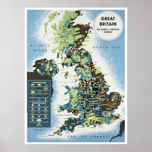England Agricultural Map ~ Vintage Travel Poster (Voorkant)