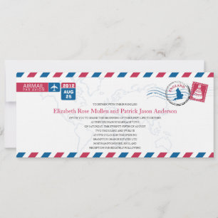 England Airmail Wedding Invitation Kaart
