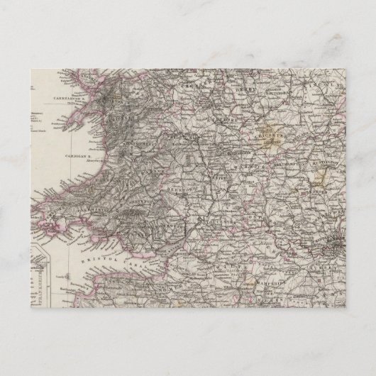 England Atlas Map Briefkaart (Voorkant)