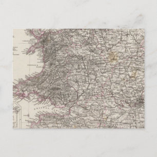 England Atlas Map Briefkaart