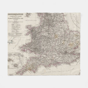 England Atlas Map Fleece Deken