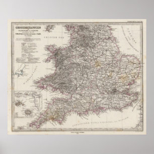 England Atlas Map Poster