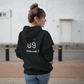 England Black White Back Print Custom Name Hoodie