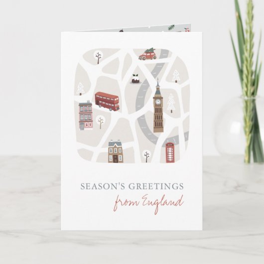 England British Seasons Greetings met Kerstmis Kaa Feestdagen Kaart (Voorkant)