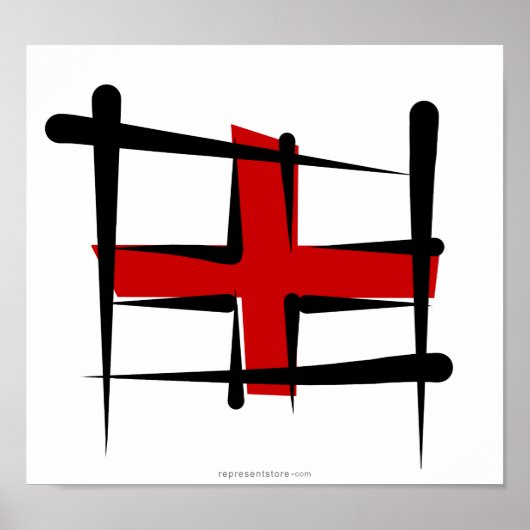 England Brush Flag Poster (Voorkant)
