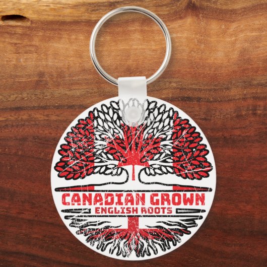 England Canada Tree Roots Flag Sleutelhanger (Voorkant)