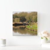 England Canal Water Pond Landscape Wall Clock Vierkante Klok (Huis)