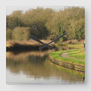 England Canal Water Pond Landscape Wall Clock Vierkante Klok