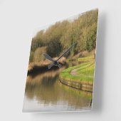 England Canal Water Pond Landscape Wall Clock Vierkante Klok (Hoek)