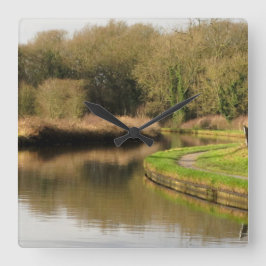 England Canal Water Pond Landscape Wall Clock Vierkante Klok