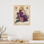 England Caricature Map 1868 Poster (Keuken)
