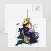 England Caricature Map Briefkaart (Voorkant / Achterkant)