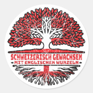 England Englisch Schweizer Schweiz Baum Wurzel Ronde Sticker
