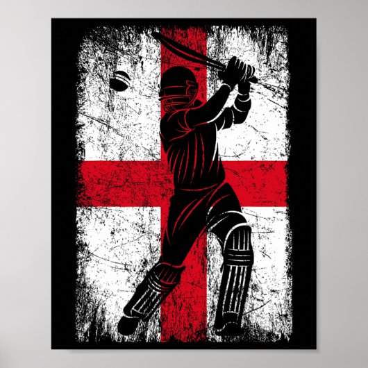 England Flag Cricket Jersey Fan Player Coach  Poster (Voorkant)