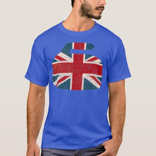 England Flag Curling Rock T-shirt (Voorkant)
