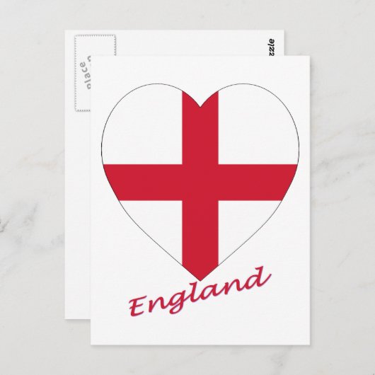 England Flag Heart Briefkaart (Voorkant / Achterkant)