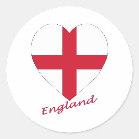 England Flag Heart Ronde Sticker (Voorkant)
