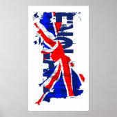 England Flag Map 02 Poster (Voorkant)