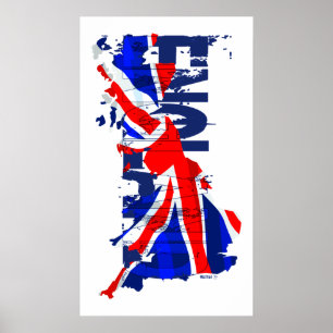 England Flag Map 02 Poster