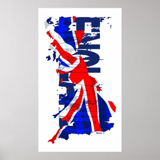 England Flag Map 02 Poster (Voorkant)