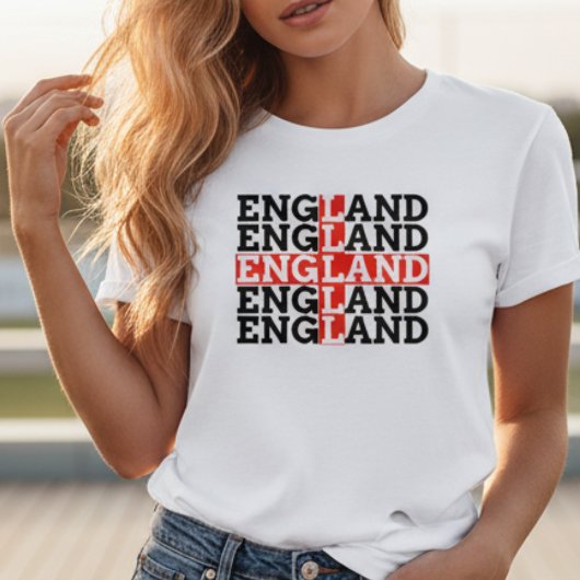 England Flag Name Repeat Typography Soccer Fan T-shirt