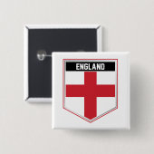England Flag Shield Vierkante Button 5,1 Cm (Voorkant /achterkant)