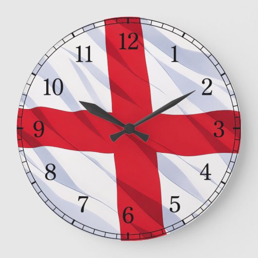 England Flag Wall Clock — Waving Flag Design Grote Klok (Voorkant)