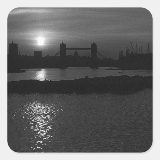 England London sunset Tower Bridge 1970 Vierkante Sticker (Voorkant)