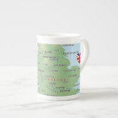 "England Map" Bone China Cup Porselein Kop (Voorkant rechts)