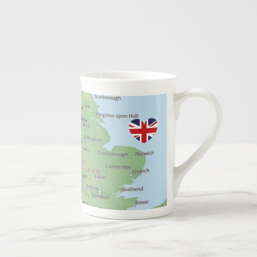 "England Map" Bone China Cup Porselein Kop (Rechts)