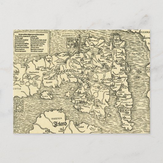 England Map in Ptolemy's Geographia Universalis Briefkaart (Voorkant)