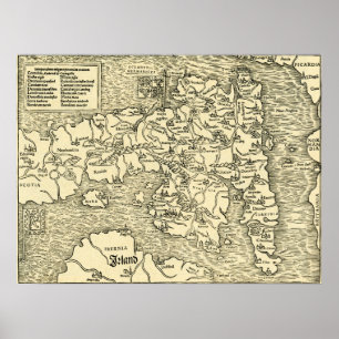 England Map in Ptolemy's Geographia Universalis Poster