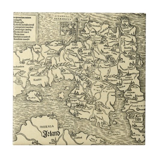 England Map in Ptolemy's Geographia Universalis Tegeltje (Voorkant)
