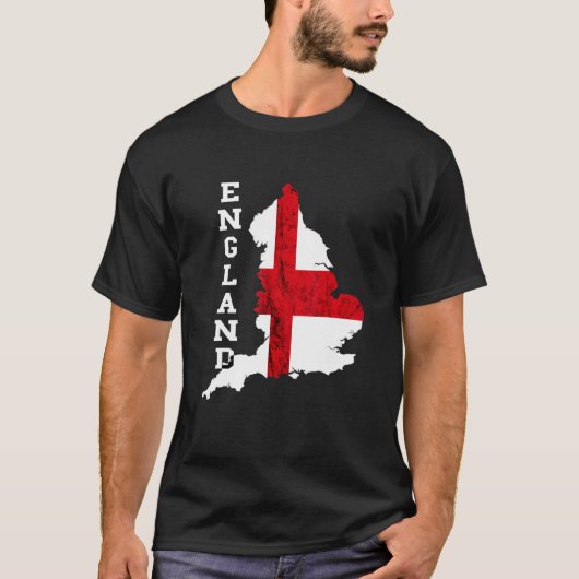 England Map St George's Cross English Flag English T-shirt (Voorkant)