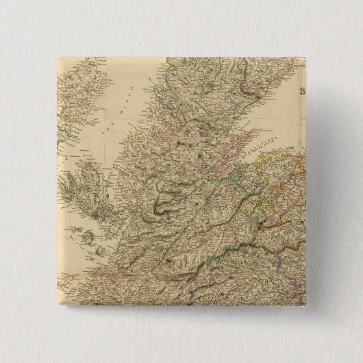 England Map Vierkante Button 5,1 Cm (Voorkant)