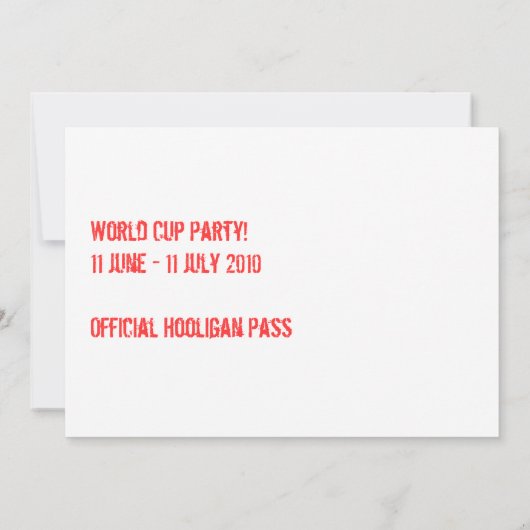 England Party Invitation Kaart (Achterkant)