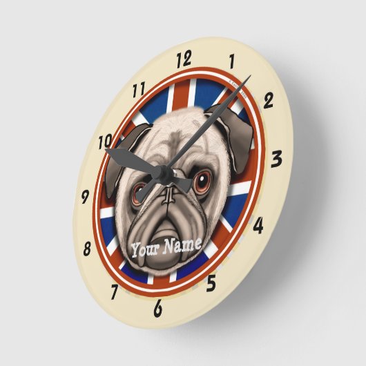 England Pug Clock Ronde Klok (Hoek)