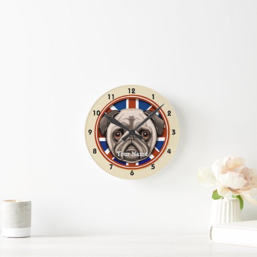 England Pug Clock Ronde Klok (Huis)