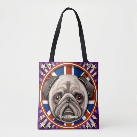 England Pug over de Canvas tas (Voorkant)