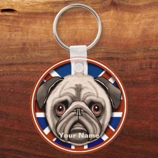 England Pug Sleutelhanger (Voorkant)