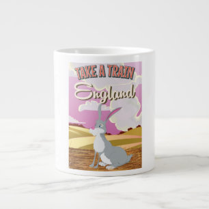 England Rabbit Cartoon Travel Poster Print Grote Koffiekop