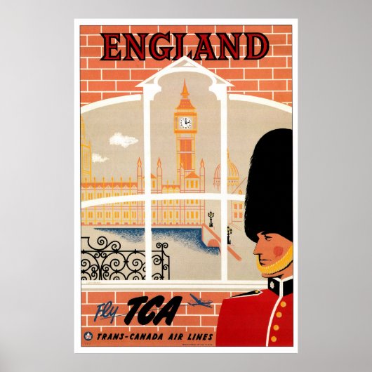 England Retro Travel Poster (Voorkant)