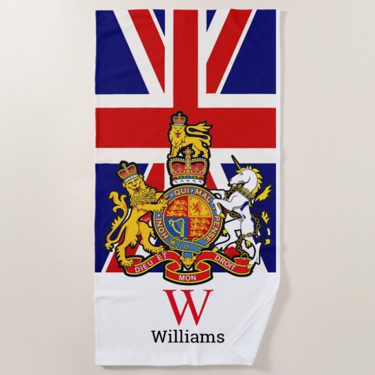 England Royal Crest Monogram Beach Towel Strandlaken (Voorkant)