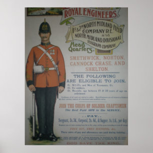 England Royal Engineers rekrutering poster 1890