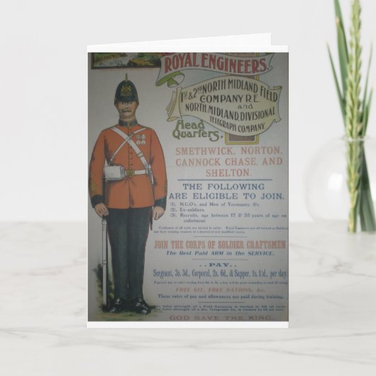 England Royal Engineers rekrutering poster 1890 Kaart (Voorkant)